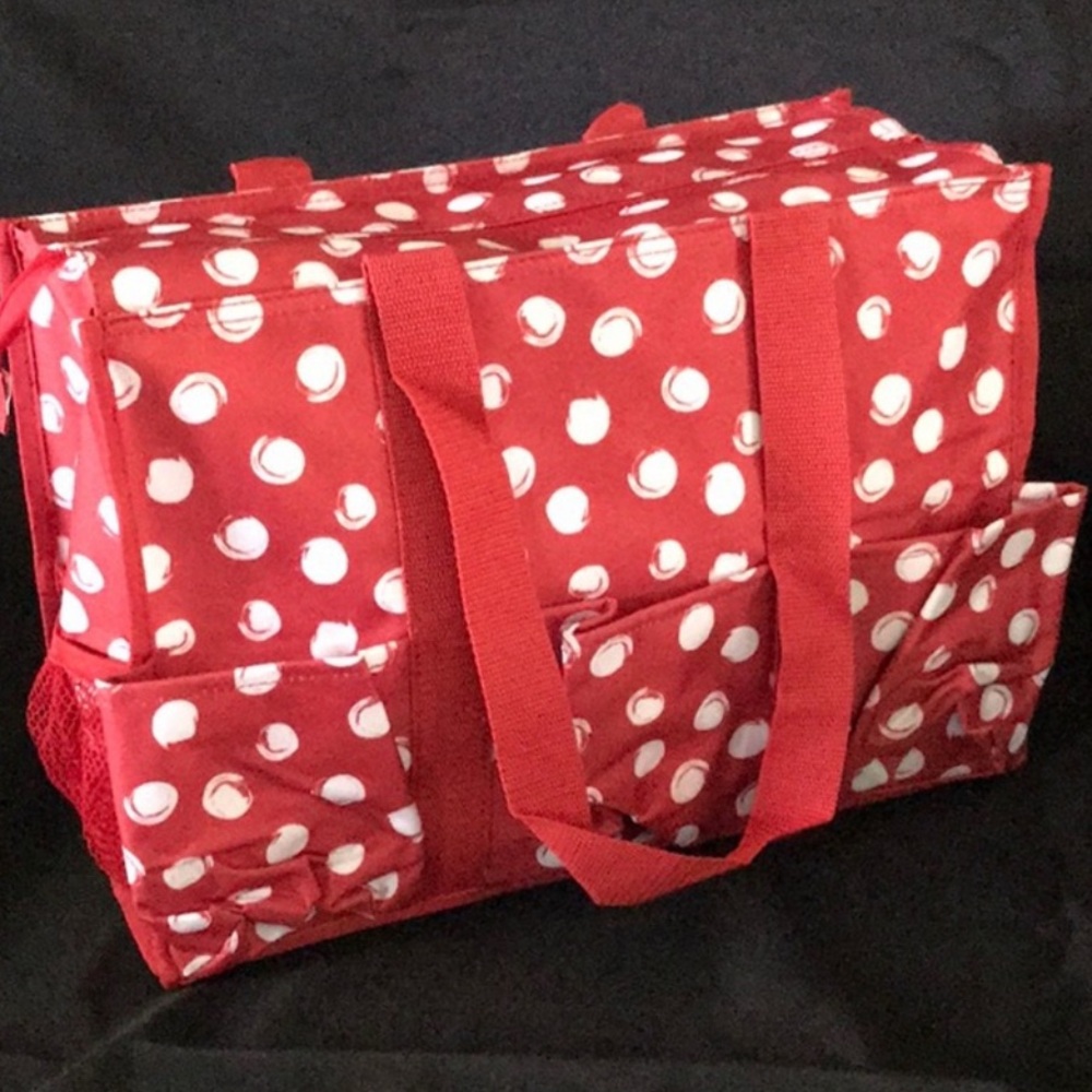 Thirty-One Red and White Polka Dot Baby Bag